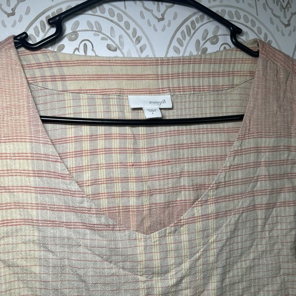 J. Jill PureJill Womens Size Large Cream Plaid Lagenlook Asymmetrical Dress - Picture 9 of 11